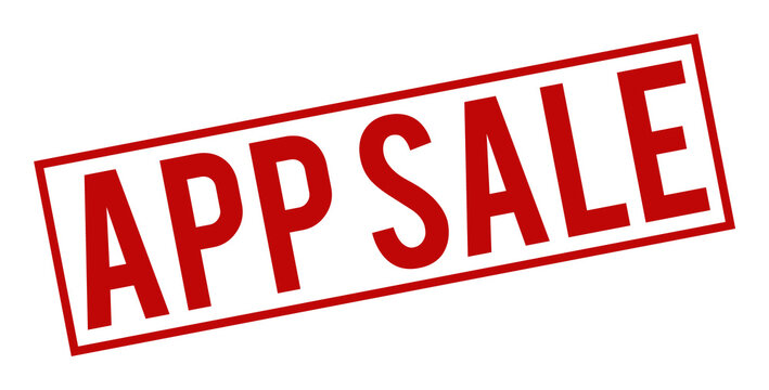 Red App Sale Stamp Graphic on Transparent Background