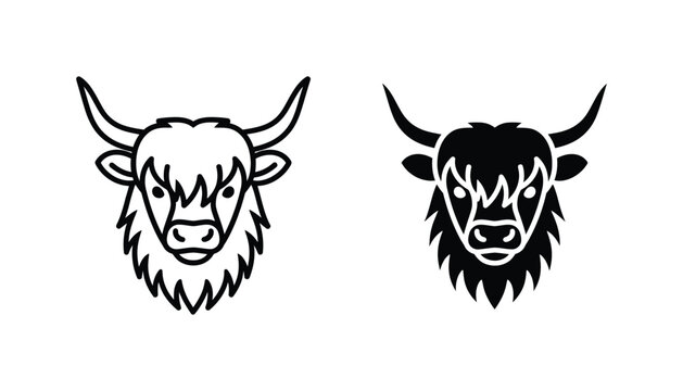 Black and white yaki bull heads facing opposite directions