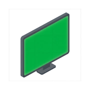 Simple isometric computer monitor isolated on a white square for digital projects.