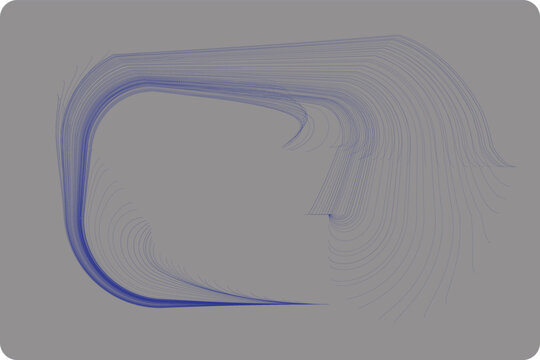 Blue linear flow lines forming a rectangular frame on grey background