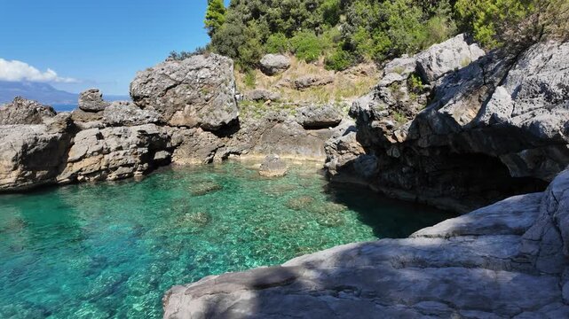 Scenic sight along the "Apprezzami l'asino" hike near Sapri, Cilento, Campania, Italy.