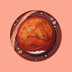 A stylized illustration of a red planet in deep space orbit © Zaidi