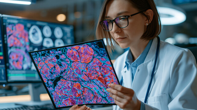 Transplant medicine fellow reviewing xenotransplantation pig organ surgical outcome data from pioneering genetically modified organ recipient case, organ procurement specialist studying immunosuppre