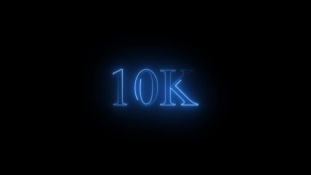 10k animation neon text effect video motion on black background. 10k Followers Celebration text animation.