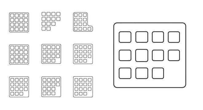 Set of grid icons for user interface and app design