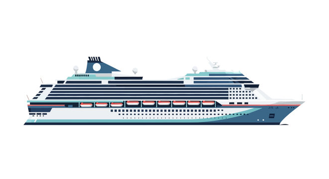 Modern luxury cruise ship vector illustration isolated on white background