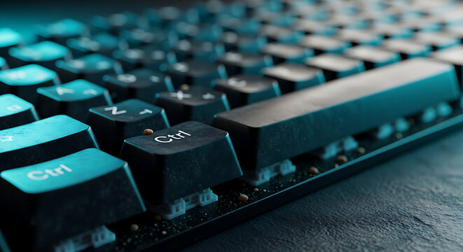 Close-up of black mechanical keyboard keys