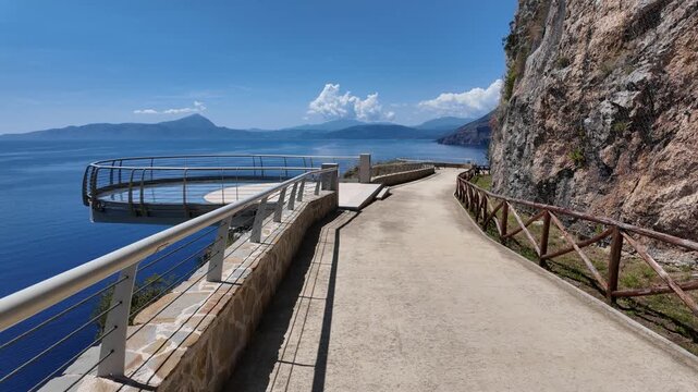 Scenic panoramic coastal view near Maratea, in the Basilicata region of Italy.
