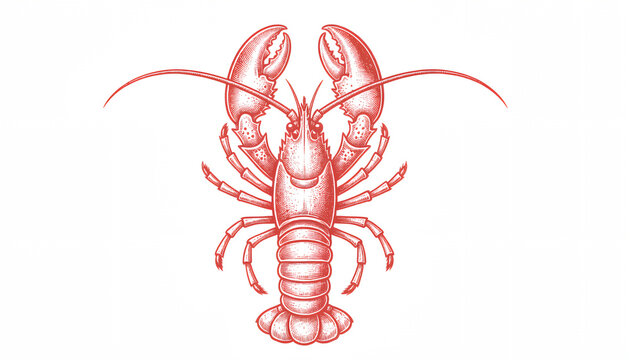 Vintage style red lobster illustration isolated on white background for restaurant menu design