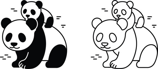 Giant panda mother and cub vector illustration, Giant panda mother and cub icon set © Rahat Hossain