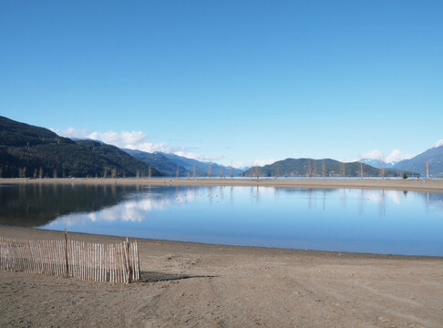 Harrison Lagoon in the Harrison Lake during a winter season in Harrison Hot Springs, British Columbia, Canada