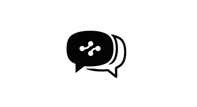 Black chat bubble with link symbol.