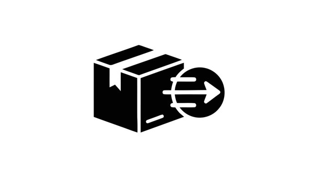 Black package with white return arrow.