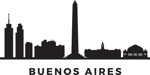 Fototapeta premium Buenos Aires urban skyline. Modern minimalist cityscape graphic, perfect for travel. Vector Black silhouettes illustration