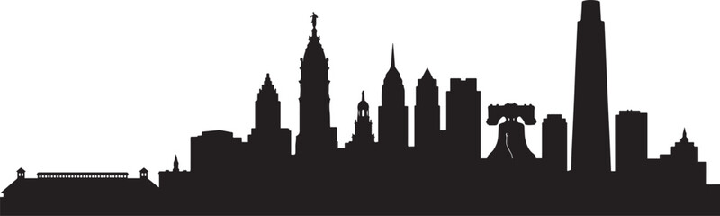 Fototapeta premium Philadelphia skyline silhouette. Vector design. Vector Black silhouettes illustration
