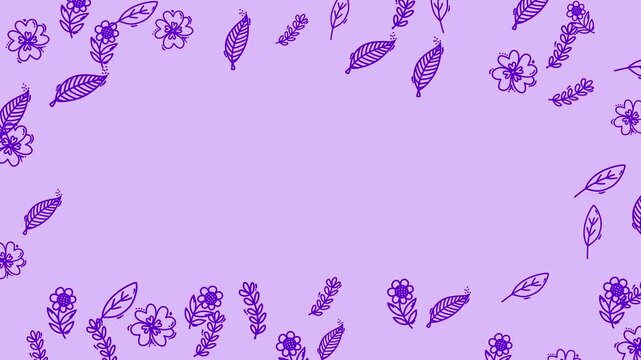 Hand Drawn Floral Frame Animation with Empty Center Space for Text and Branding