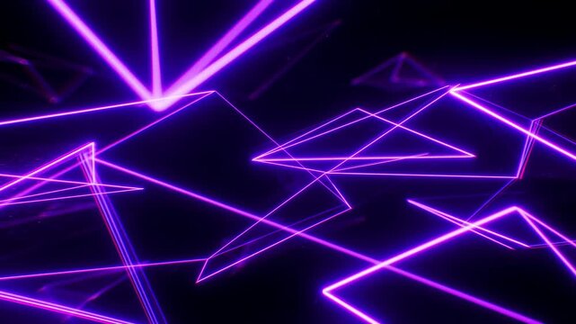 Neon purple and magenta angular laser lines on black background