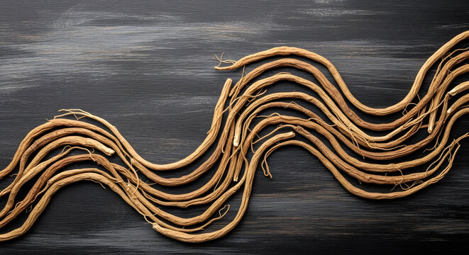 Dried Ginger Root Twisted Bundles Natural Texture Background