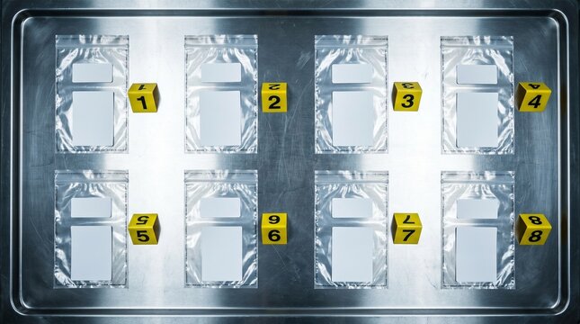Crime Scene Evidence Tray With Eight Blank Plastic Bags