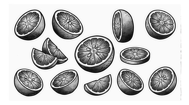 Assorted citrus fruits including oranges and lemon slices