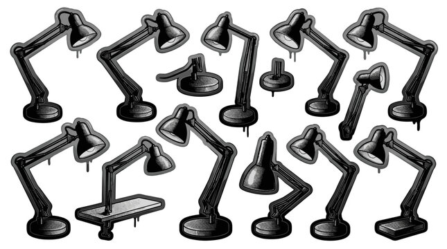 Collection of black metal clamps and fasteners