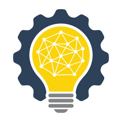 Light bulb with network connections gear background © premiumsvgdesign