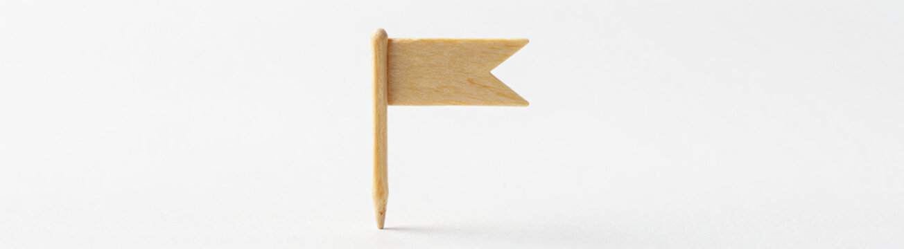 miniature blank toothpick flag pointed end placed upright center frame soft diffused studio lighting