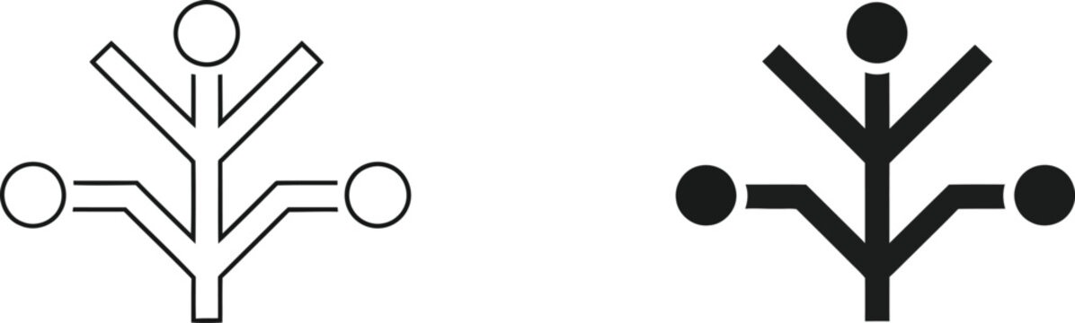 Simple abstract decision tree icons in black and white