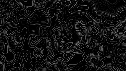 Topographic line map pattern. Contour elevation topographic and textured Background of geographic grid for hiking and mountain sports. White on black. Vector illustration © Creative