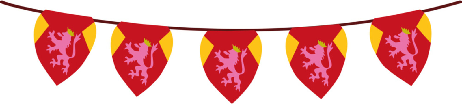 Red and yellow bunting with royal scottish lion emblems, perfect for event decorations, parties, celebrations, or scottishthemed design projects.