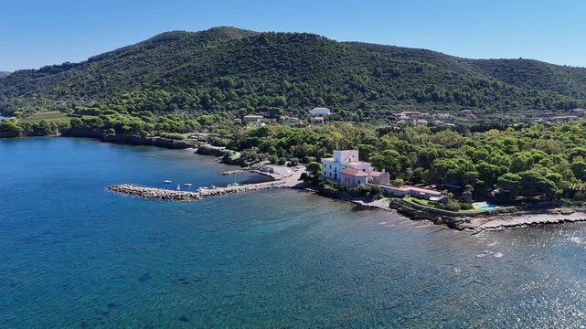Beautiful mediterranean landscape at Punta Licosa, near Castellabate in the Cilento region. Province of Salerno, Campania, Italy.
