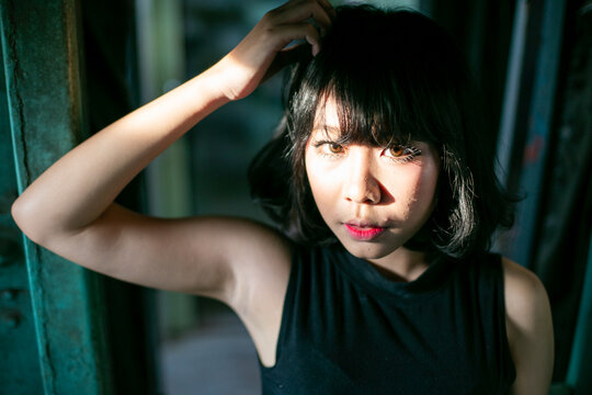 Dramatic portrait with striking light