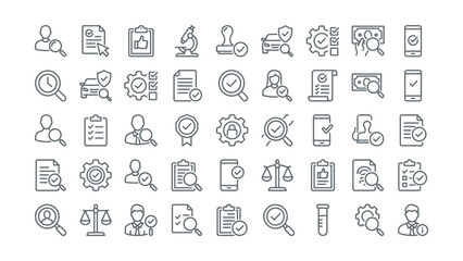 Fototapeta premium Collection of business and technology related line icons on white background