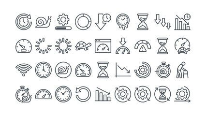 Collection of various time and business related icons on white background © ABDULLAH