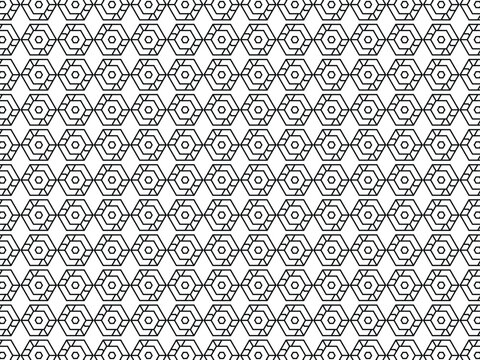 Hexagonal geometric pattern with internal divisions.