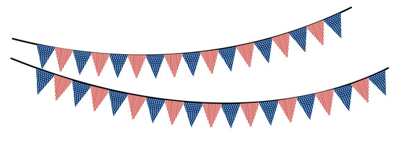 Obraz premium Blue pink triangular party bunting pennant string is a festive decoration suitable for celebrations. Perfect for holiday decor.