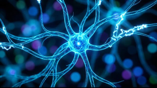 Artificial intelligence large language models LLM visualize and inspire neural network connections glowing blue with vibrant electric energy digital