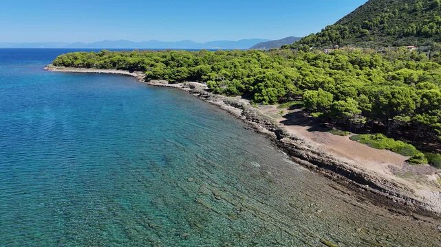 Beautiful mediterranean landscape at Punta Licosa, near Castellabate in the Cilento region. Province of Salerno, Campania, Italy.