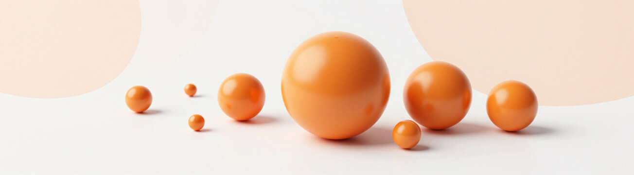 orange spheres varying sizes stylized abstract background subtle gradient shading lit soft diffused studio lighting