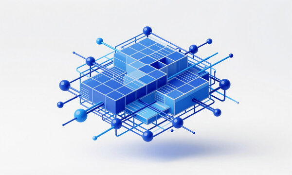 render futuristic abstract technological background complex grid pattern interconnected nodes wires soft diffused studio