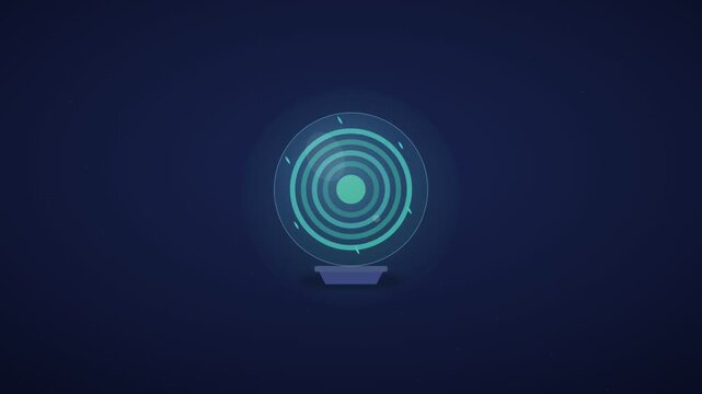 A mesmerizing video of a glowing blue crystal ball in a dark room
