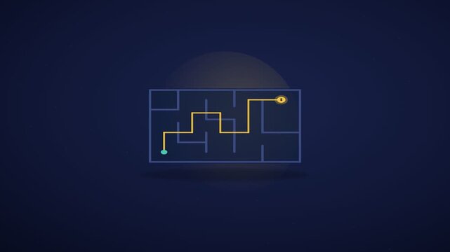 A video showcasing a futuristic maze with a glowing path and a target