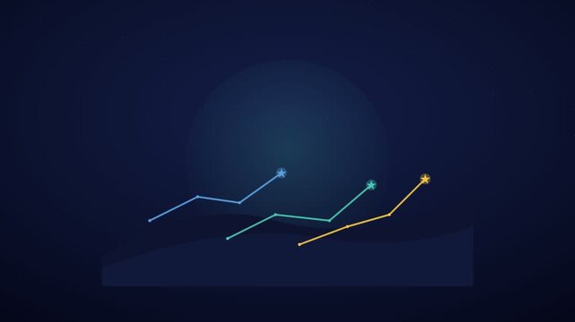 A dark blue video showcasing a minimalist white line on a platform
