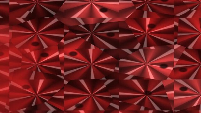 Red geometric pyramid pattern with repeating triangular shapes