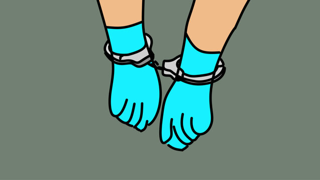 Doctor's arrest, color vector illustration