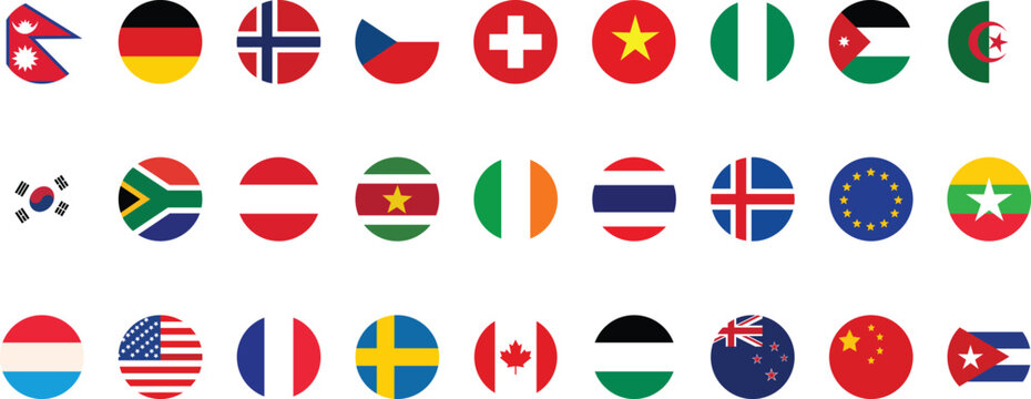 Collection of national flags diverse country representations for global communication and educational resources