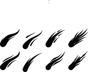 Obraz premium Meteor and Comet Silhouette Collection with Dynamic Fire Trail Shapes