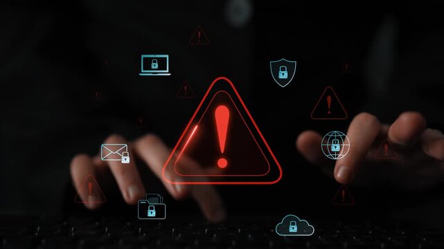 Cybersecurity threat alert protects data. Cyber security threat alert prevents access, alert warns breach, defends system, and cyber security threat alert identifies risk. Marrow