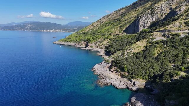 Scenic sight along the "Apprezzami l'asino" hike near Sapri, Cilento, Campania, Italy.