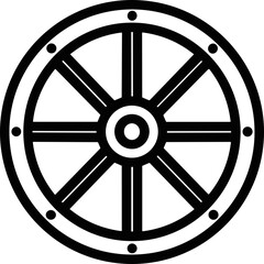 Fototapeta premium Vintage Cart Wheel Icon, Wagon Wheel Graphic, Old Transportation Symbol